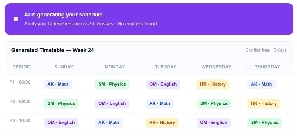AI-generated timetable